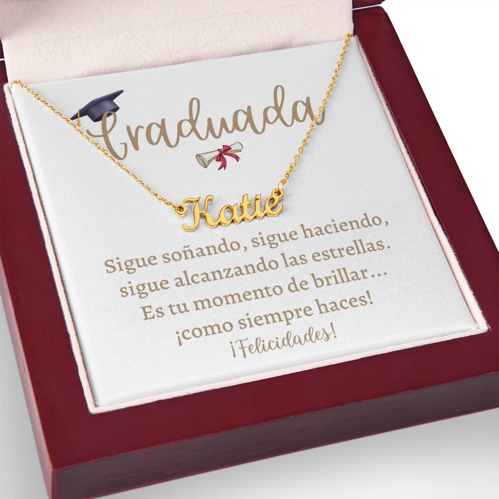 Collar Nombre Personalizado, Custom Name Necklace, regalo para chica, mujer, hija, nieta para felicitarla, en su día de graduación, on her graduation