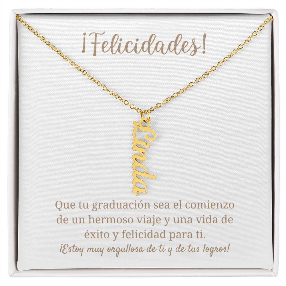 Collar Nombre Personalizado, Vertical Name Necklace, regalo para chica, mujer para felicitarla, en su día de graduación, on her graduation