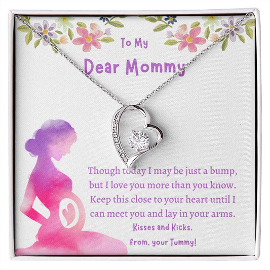 To My Mommy Heart Pendant Necklace, Mom to Be, Baby Shower Gift, Expecting Mother Gift Set, New Mom gift