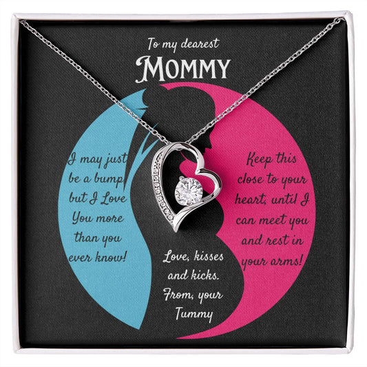 To My Mommy Heart Pendant Necklace, Mom to Be, Baby Shower Gift, Expecting Mother Gift Set, New Mom gift