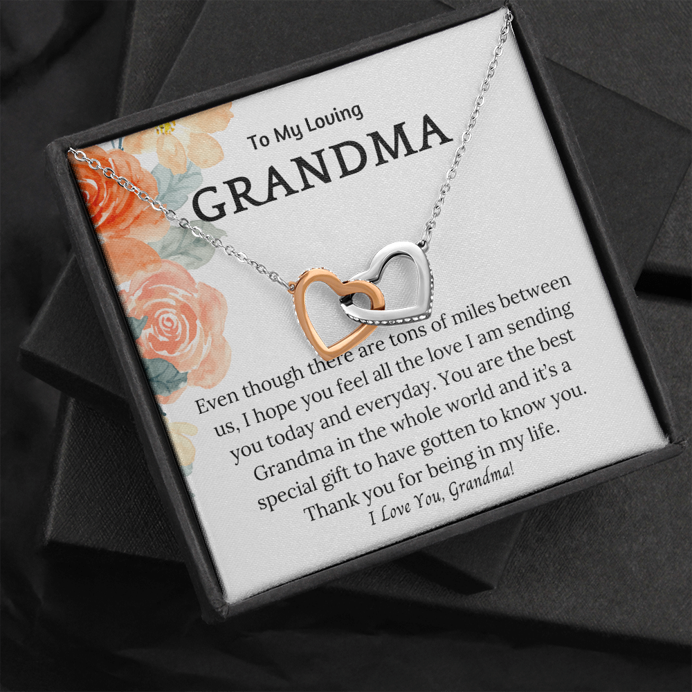 Interlocked hearts necklace, gift for grandmother, grandma, nana on her birthday, grandparents day, Thanksgiving, ChriIn