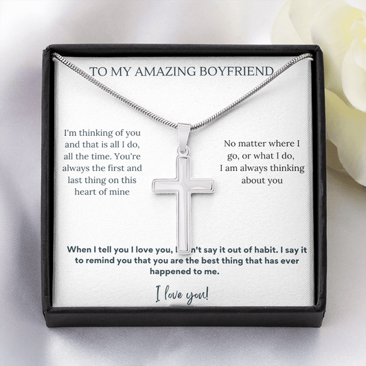 Cross necklace, gift for boyfriend on his birthday, anniversary, Thanksgiving, Christmas