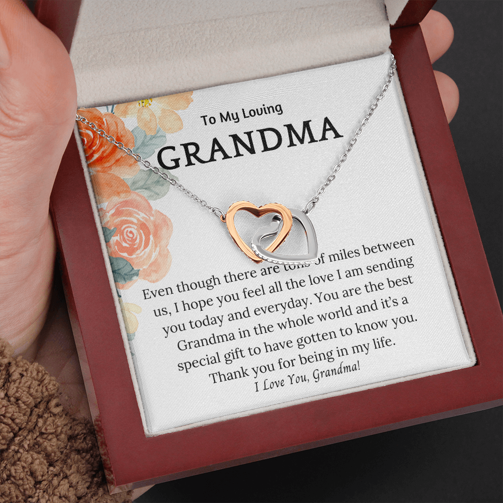 Interlocked hearts necklace, gift for grandmother, grandma, nana on her birthday, grandparents day, Thanksgiving, ChriIn